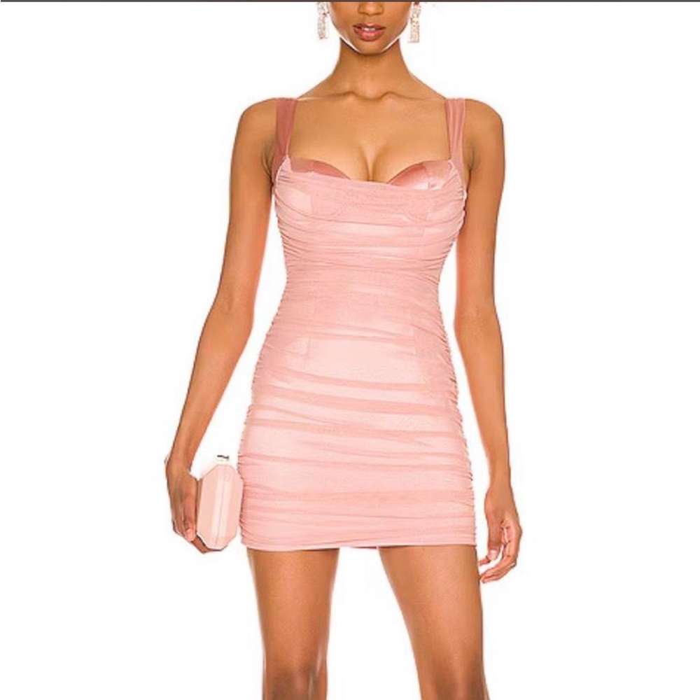 Elegant Ruched Mini Dress in Blush Pink